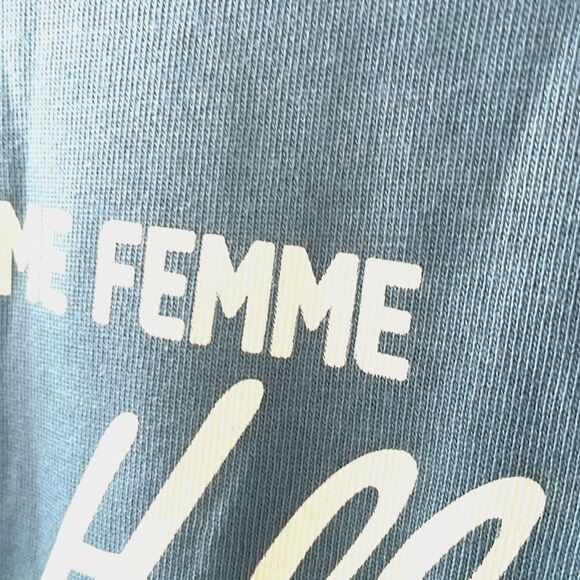 Homme + Femme Beverly Hills Teal & Ivory T-Shirt NWOT Size M - Picture 5 of 5